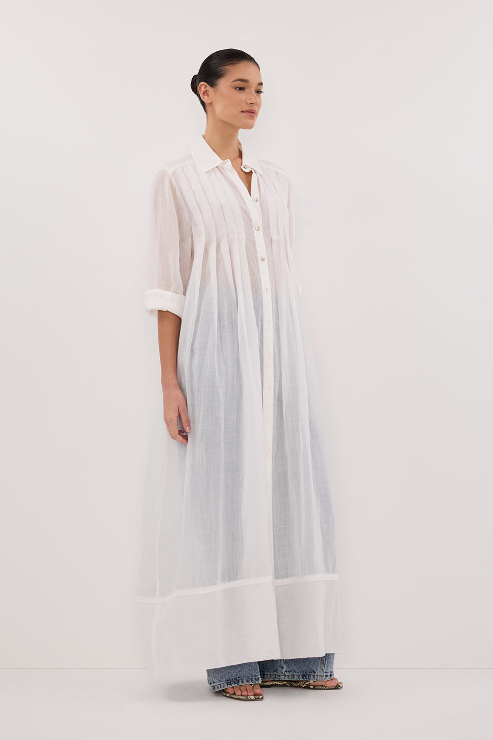 CARMEL WHITE RAMIE SHIRT DRESS
