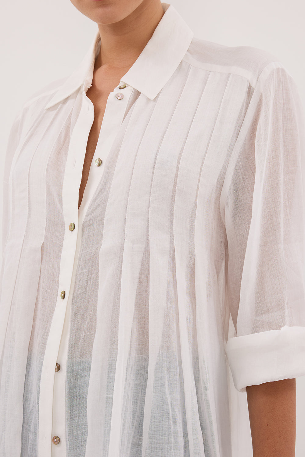 CARMEL WHITE RAMIE SHIRT DRESS