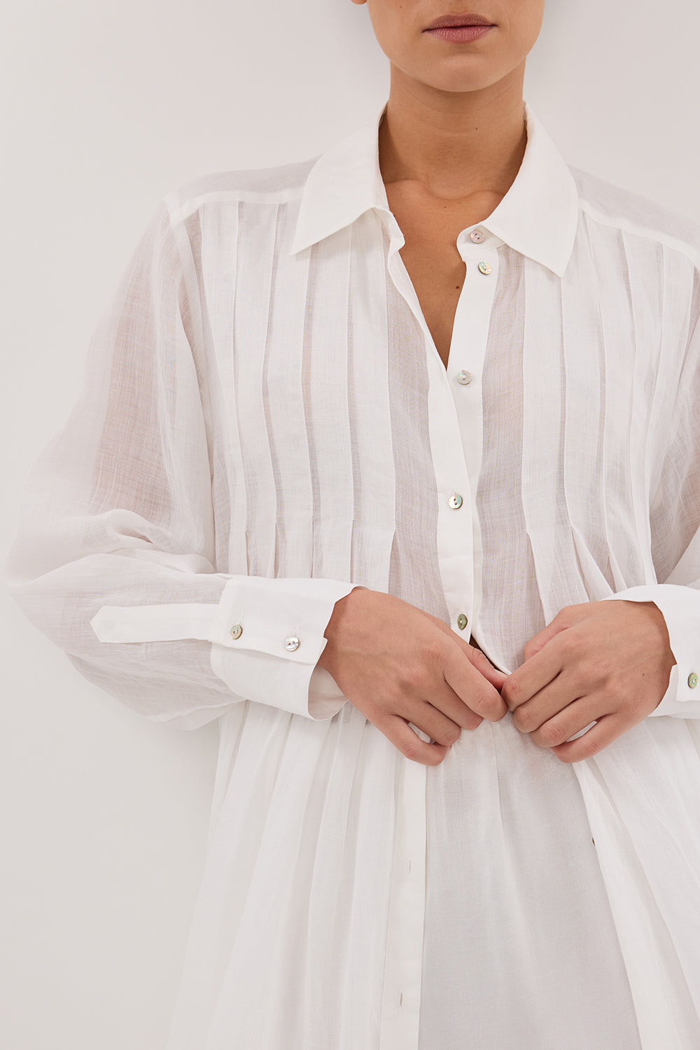 CARMEL WHITE RAMIE SHIRT DRESS