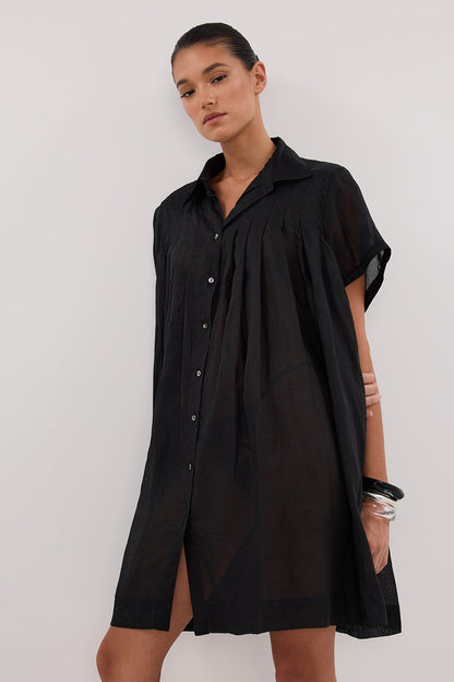 CARMEL BLACK RAMIE MINI DRESS