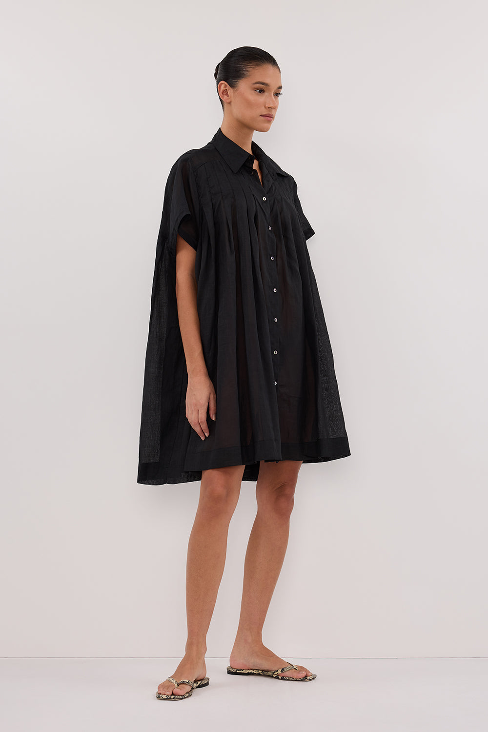 CARMEL BLACK RAMIE MINI DRESS