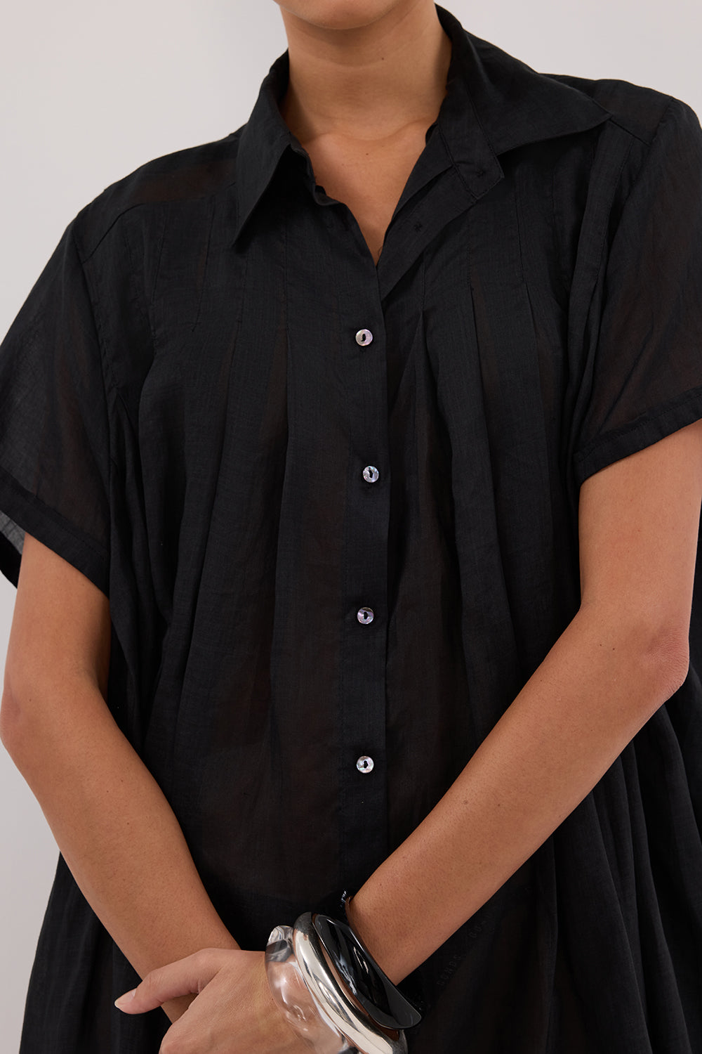 CARMEL BLACK RAMIE MINI DRESS