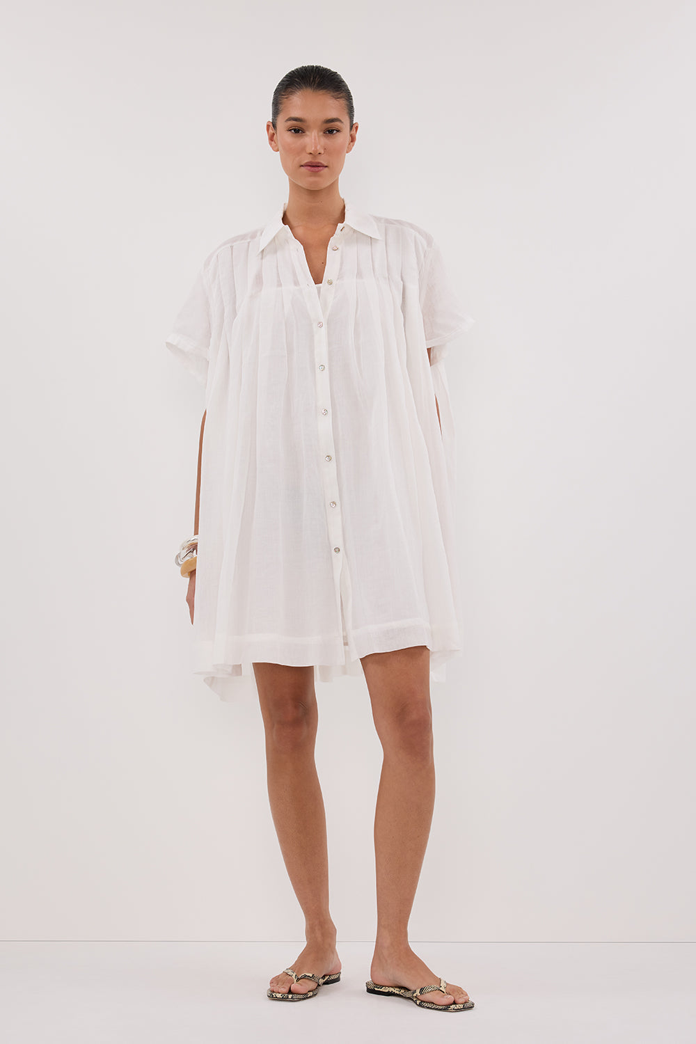 CARMEL WHITE RAMIE MINI DRESS