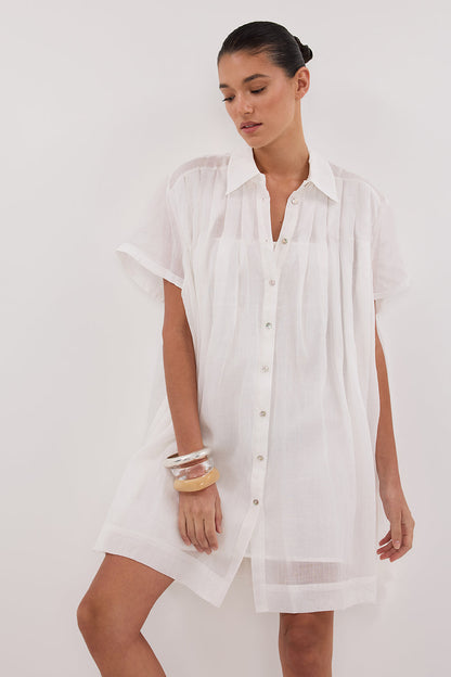 CARMEL WHITE RAMIE MINI DRESS