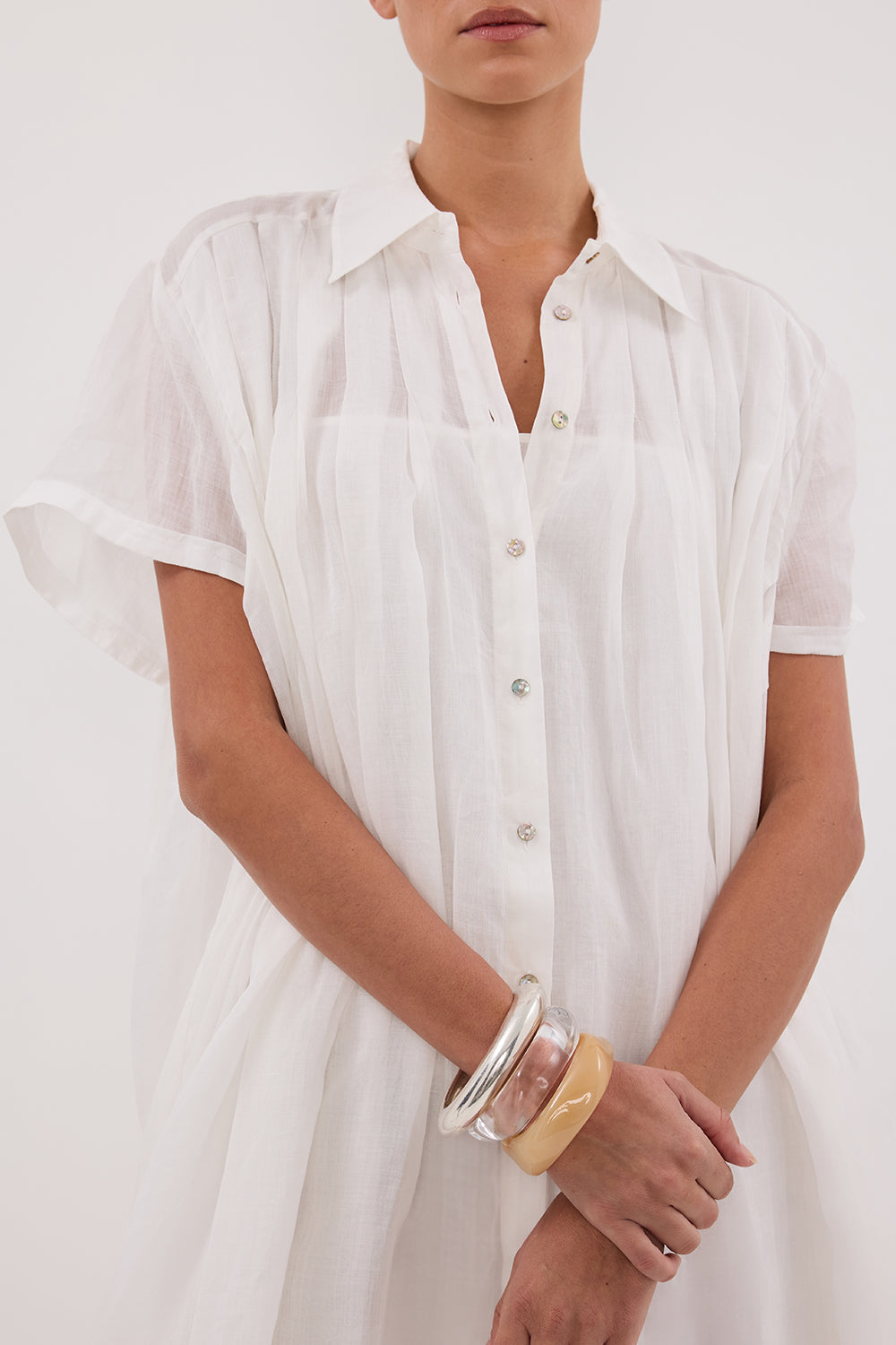 CARMEL WHITE RAMIE MINI DRESS