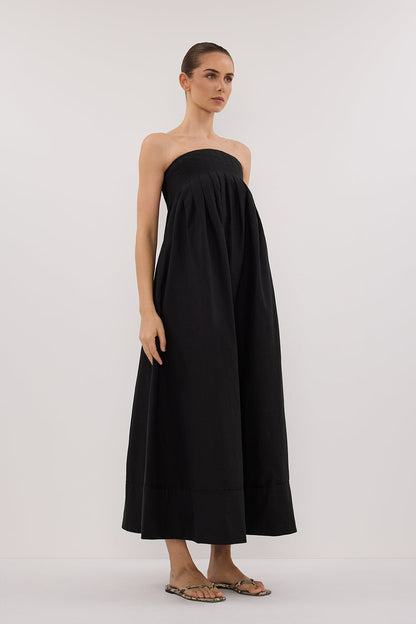 MORGAN BLACK STRAPLESS MIDI DRESS