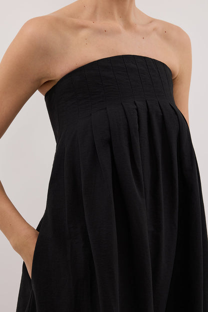 MORGAN BLACK STRAPLESS MIDI DRESS