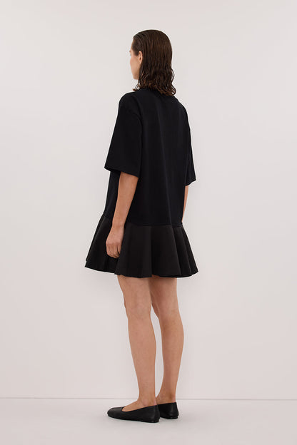 NOAH BLACK SHORT SLEEVE RUFFLE MINI DRESS