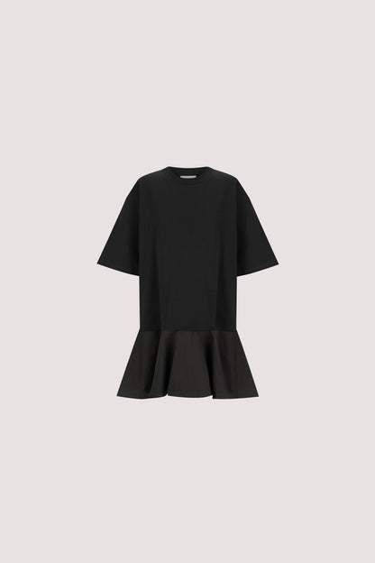NOAH BLACK SHORT SLEEVE RUFFLE MINI DRESS