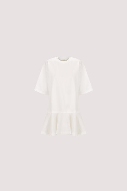 NOAH WHITE SHORT SLEEVE RUFFLE MINI DRESS