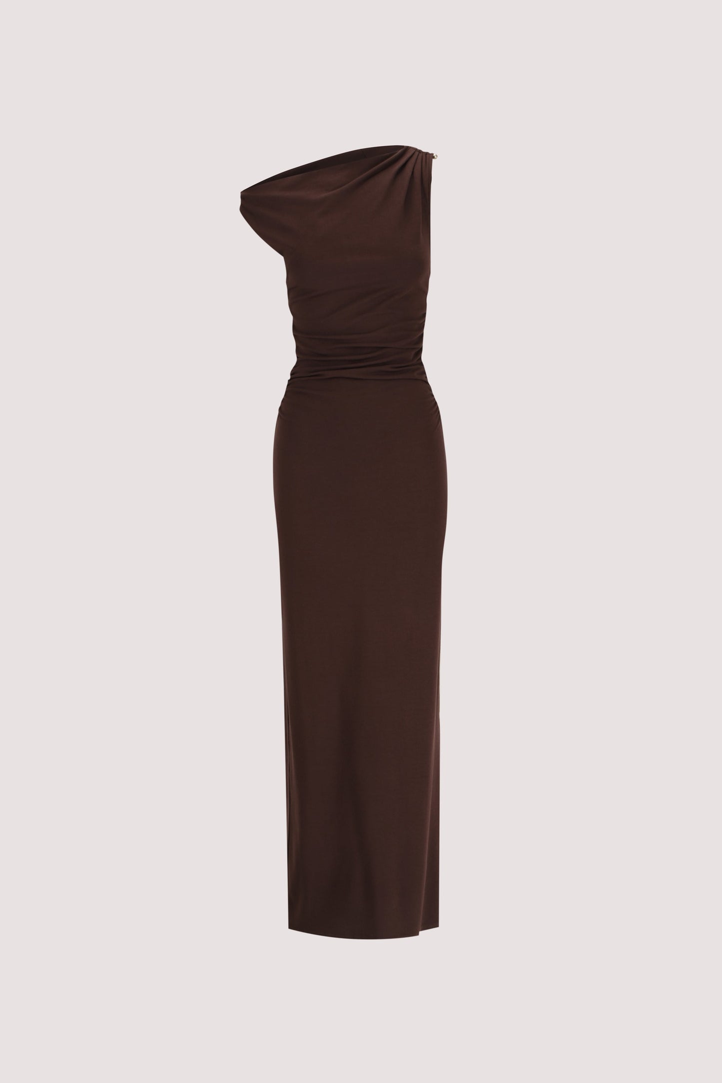 INEZ CHOC ASYM KNIT MIDI DRESS
