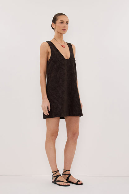 OAKLAND CHOC FAUX SUEDE MINI DRESS