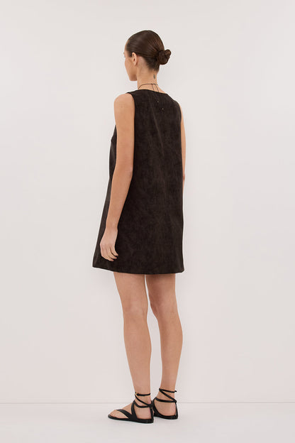 OAKLAND CHOC FAUX SUEDE MINI DRESS