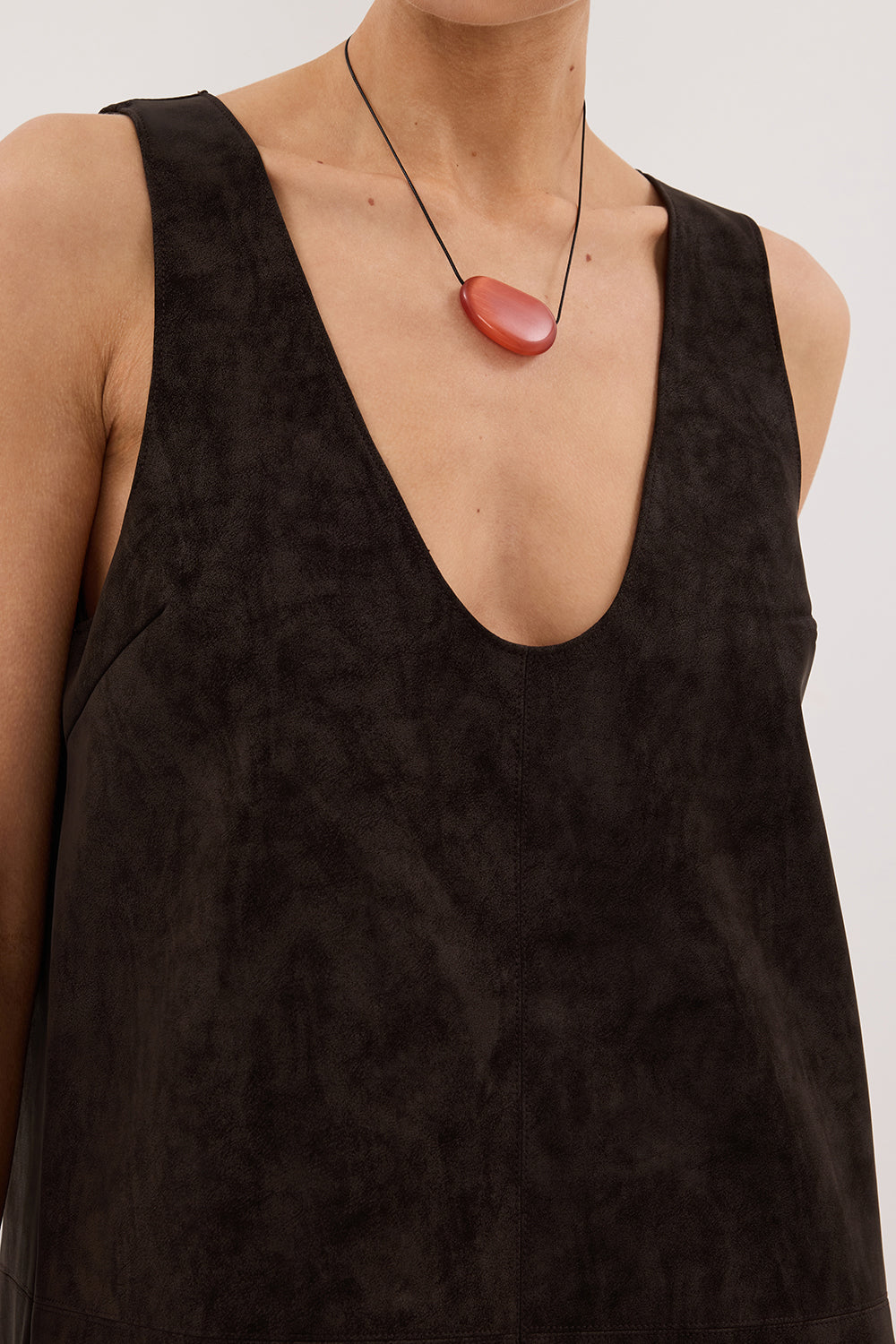 OAKLAND CHOC FAUX SUEDE MINI DRESS