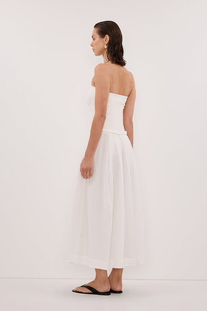 COCO WHITE STRAPLESS HYRBID MIDI DRESS