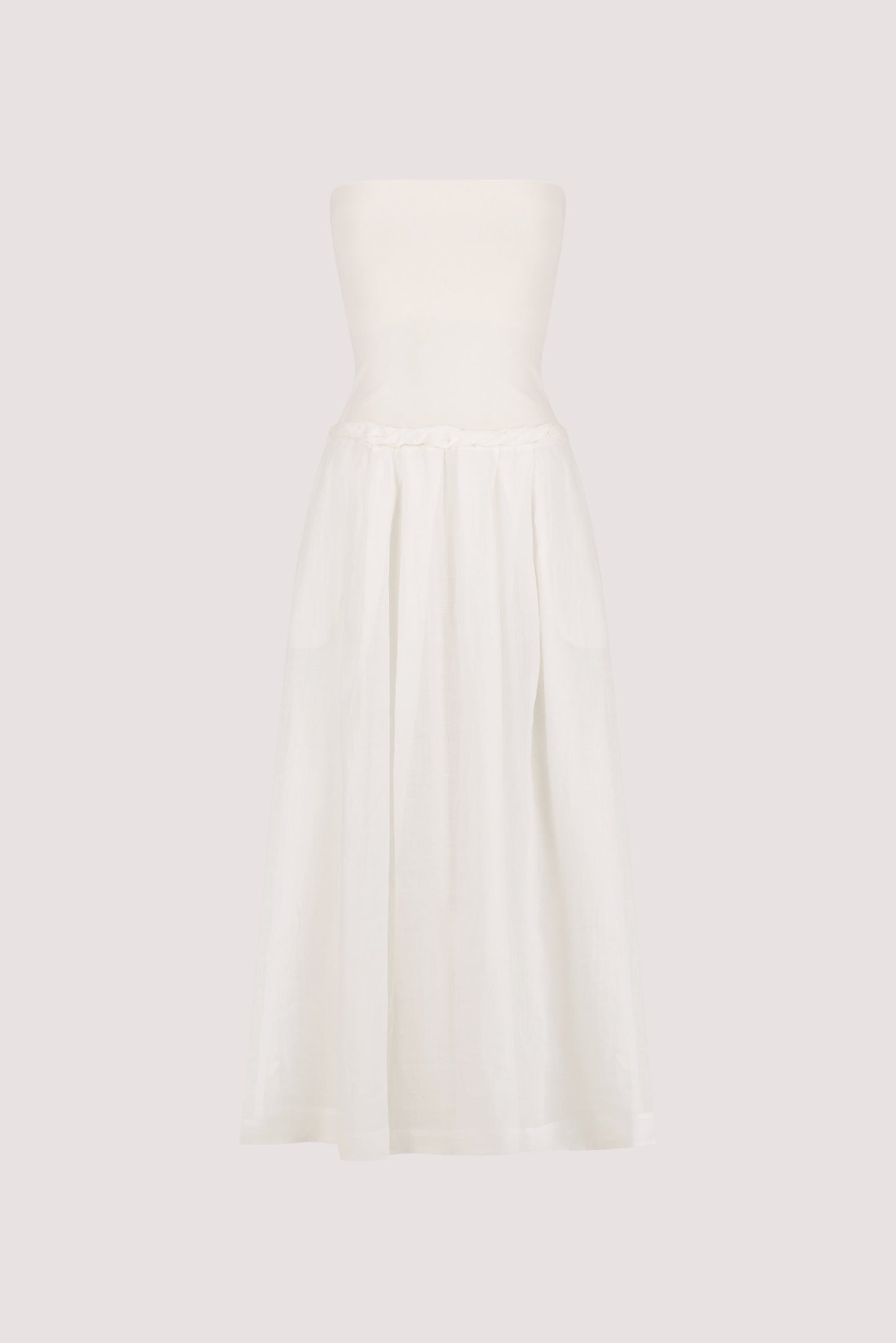 COCO WHITE STRAPLESS HYRBID MIDI DRESS