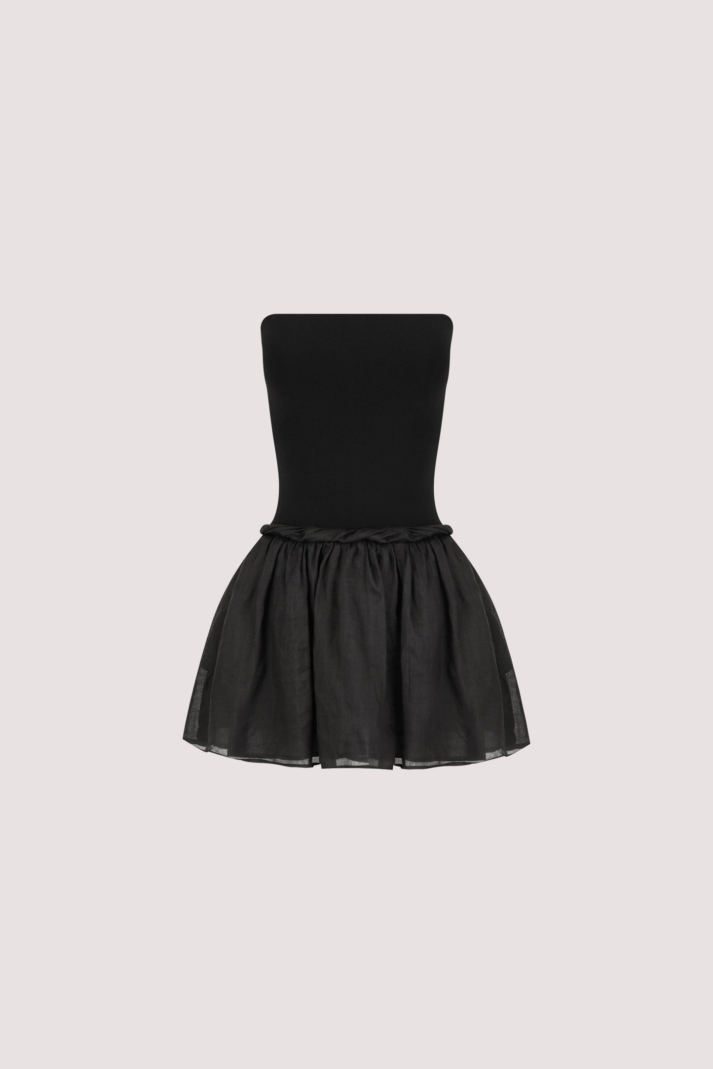 COCO BLACK STRAPLESS HYBRID MINI DRESS