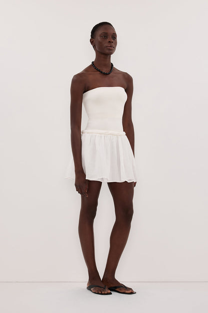 COCO WHITE STRAPLESS HYBRID MINI DRESS