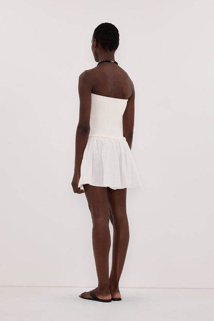 COCO WHITE STRAPLESS HYBRID MINI DRESS