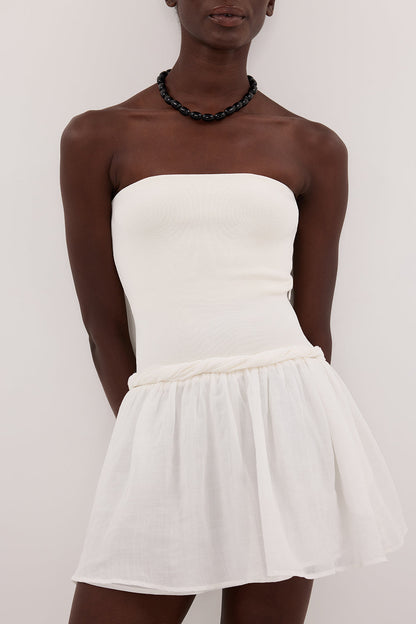 COCO WHITE STRAPLESS HYBRID MINI DRESS