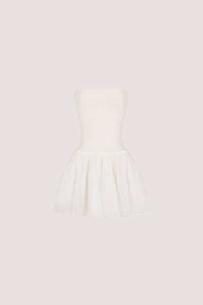 COCO WHITE STRAPLESS HYBRID MINI DRESS