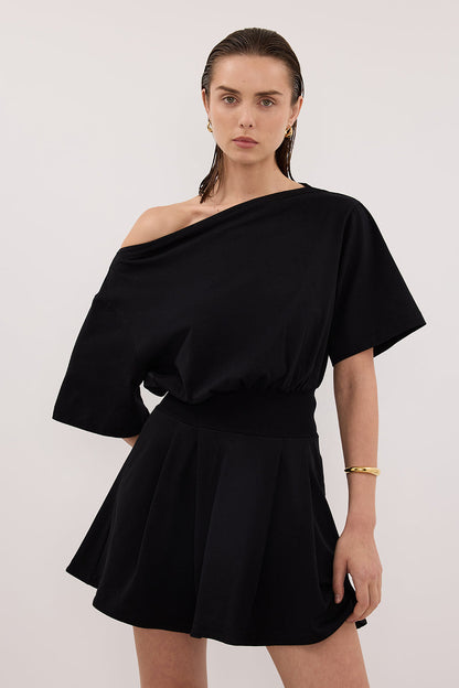 ESME BLACK ASYM MINI DRESS
