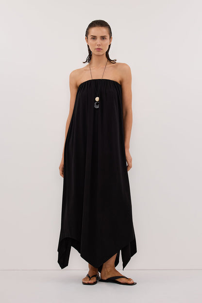 AVA BLACK STRAPELESS MIDI DRESS