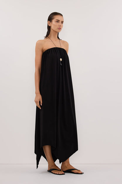 AVA BLACK STRAPELESS MIDI DRESS