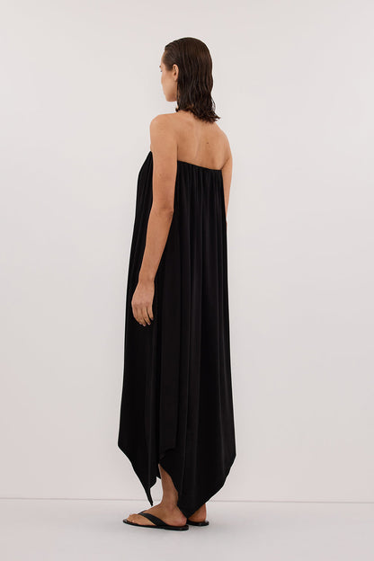 AVA BLACK STRAPELESS MIDI DRESS