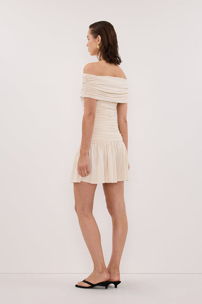 FEZ BONE OFF SHOULDER MINI DRESS