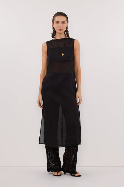 KAI BLACK SLEEVELESS RAMIE TUNIC TOP