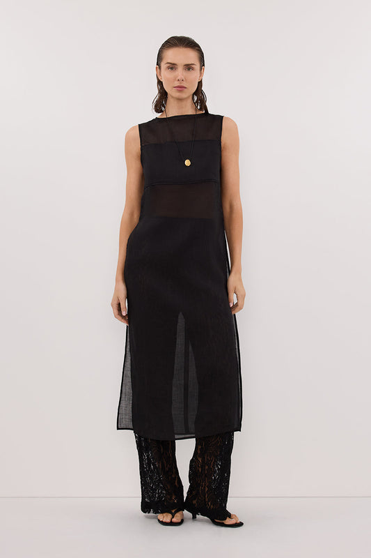 KAI BLACK SLEEVELESS RAMIE TUNIC TOP