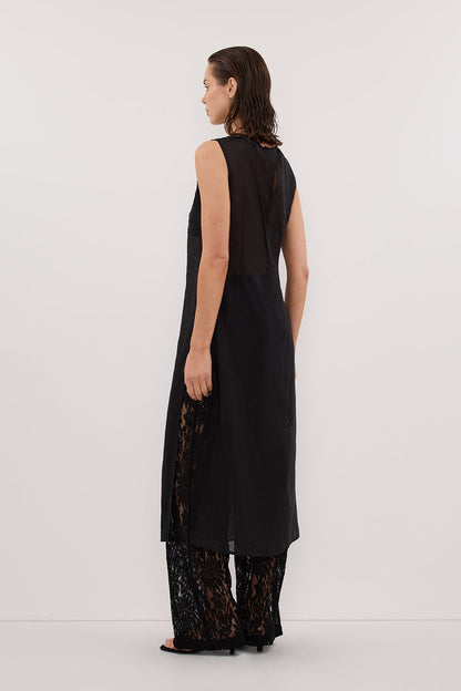 KAI BLACK SLEEVELESS RAMIE TUNIC TOP
