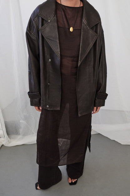 KAI BURNT CHOC SLEEVELESS RAMIE TUNIC TOP