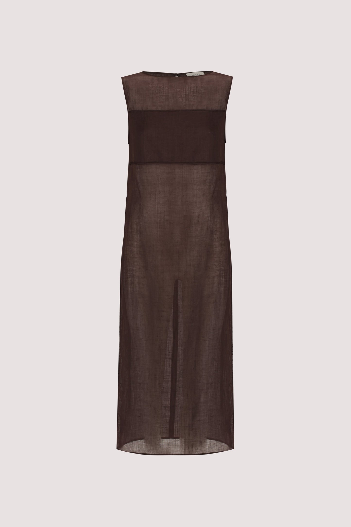 KAI BURNT CHOC SLEEVELESS RAMIE TUNIC TOP