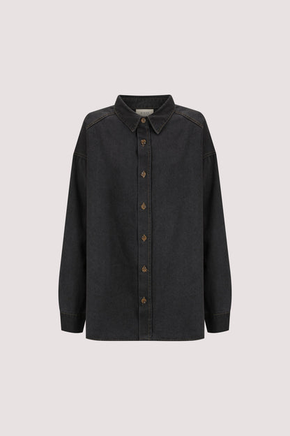 ASHTON WASHED BLACK OVERSIZED DENIM SHIRT