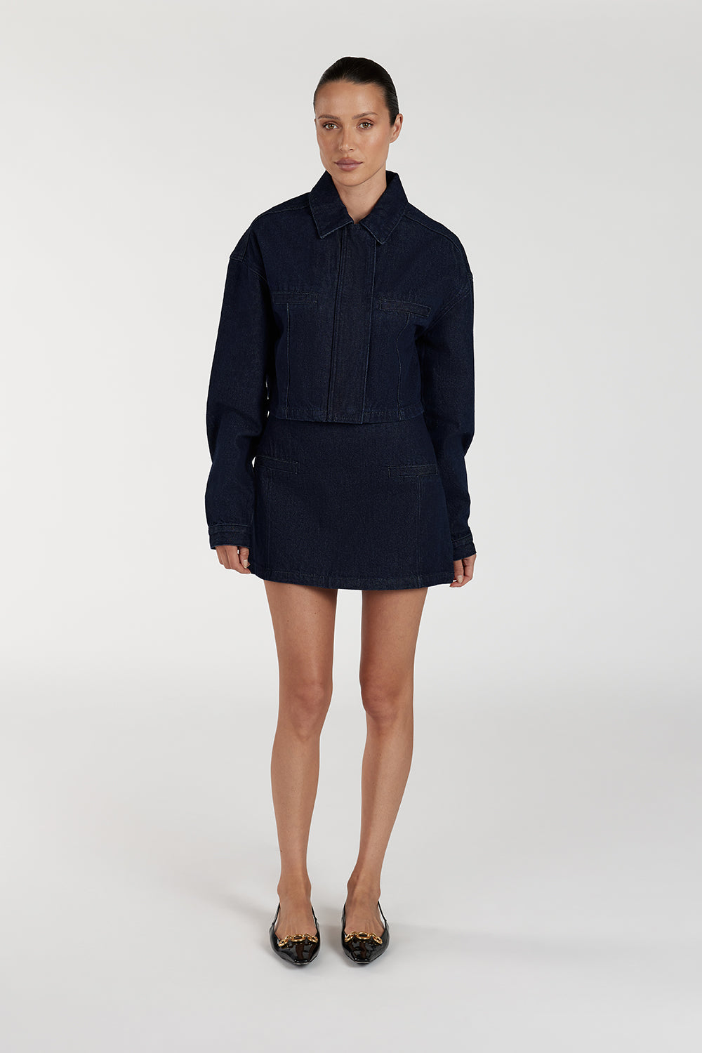 ALBERTA INDIGO TAILORED DENIM MINI SKIRT