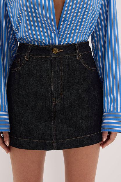 KERA RAW INDIGO DENIM A LINE SKORT
