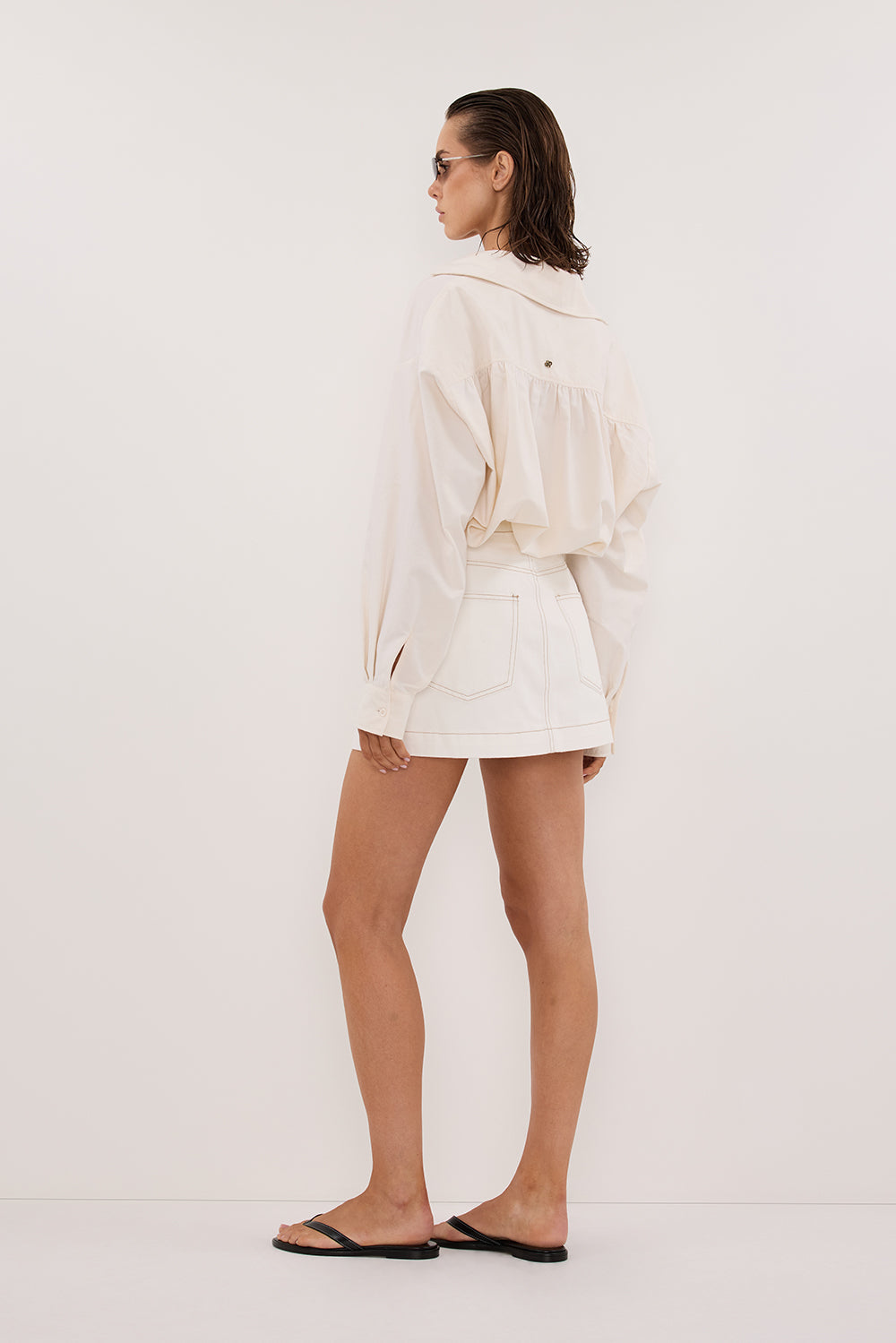 KERA WHITE DENIM A LINE SKORT