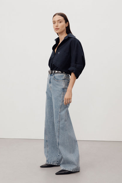 CARSON MID BLUE WIDE LEG JEAN