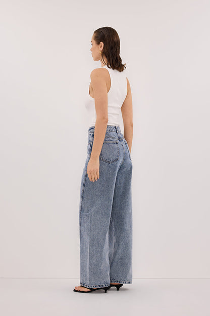CARSON MID BLUE WIDE LEG JEAN