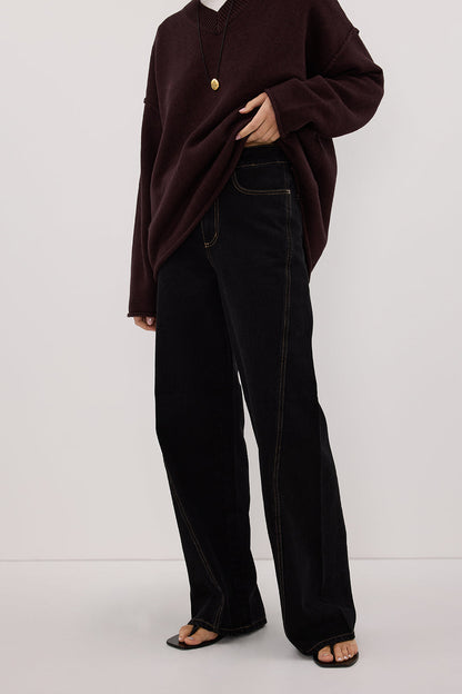 CARSON JET BLACK TALL WIDE LEG JEAN