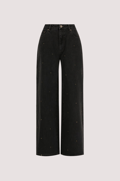 REAGAN 2.0 BLACK RINSE EYELET SLOUCHY JEAN