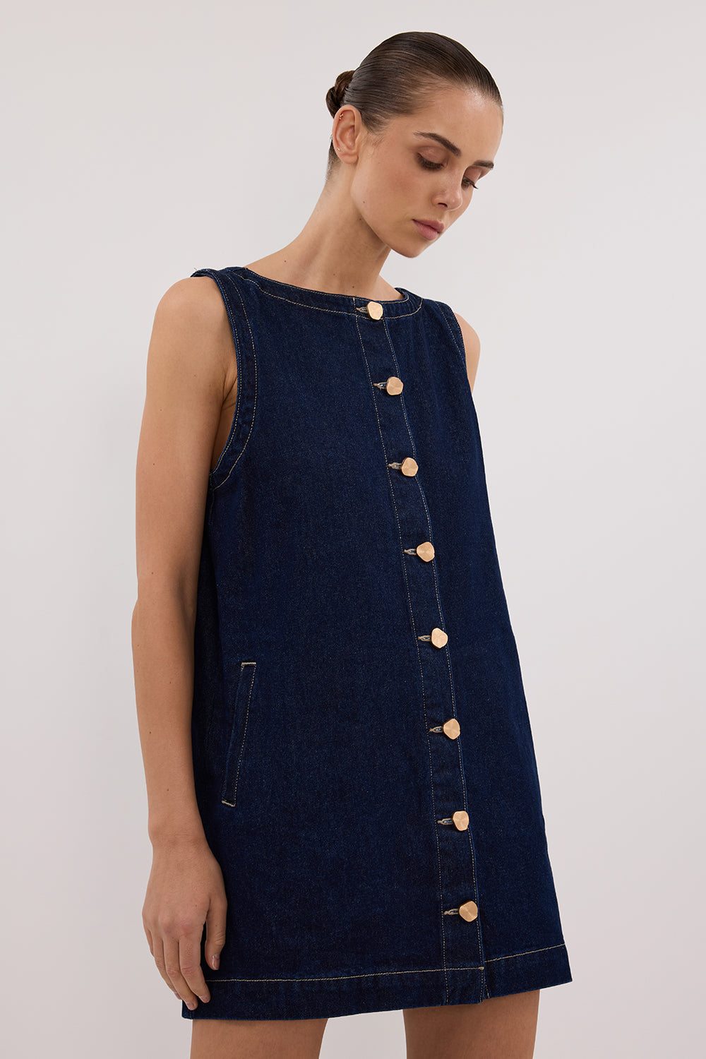 SHERI INDIGO DENIM MINI DRESS