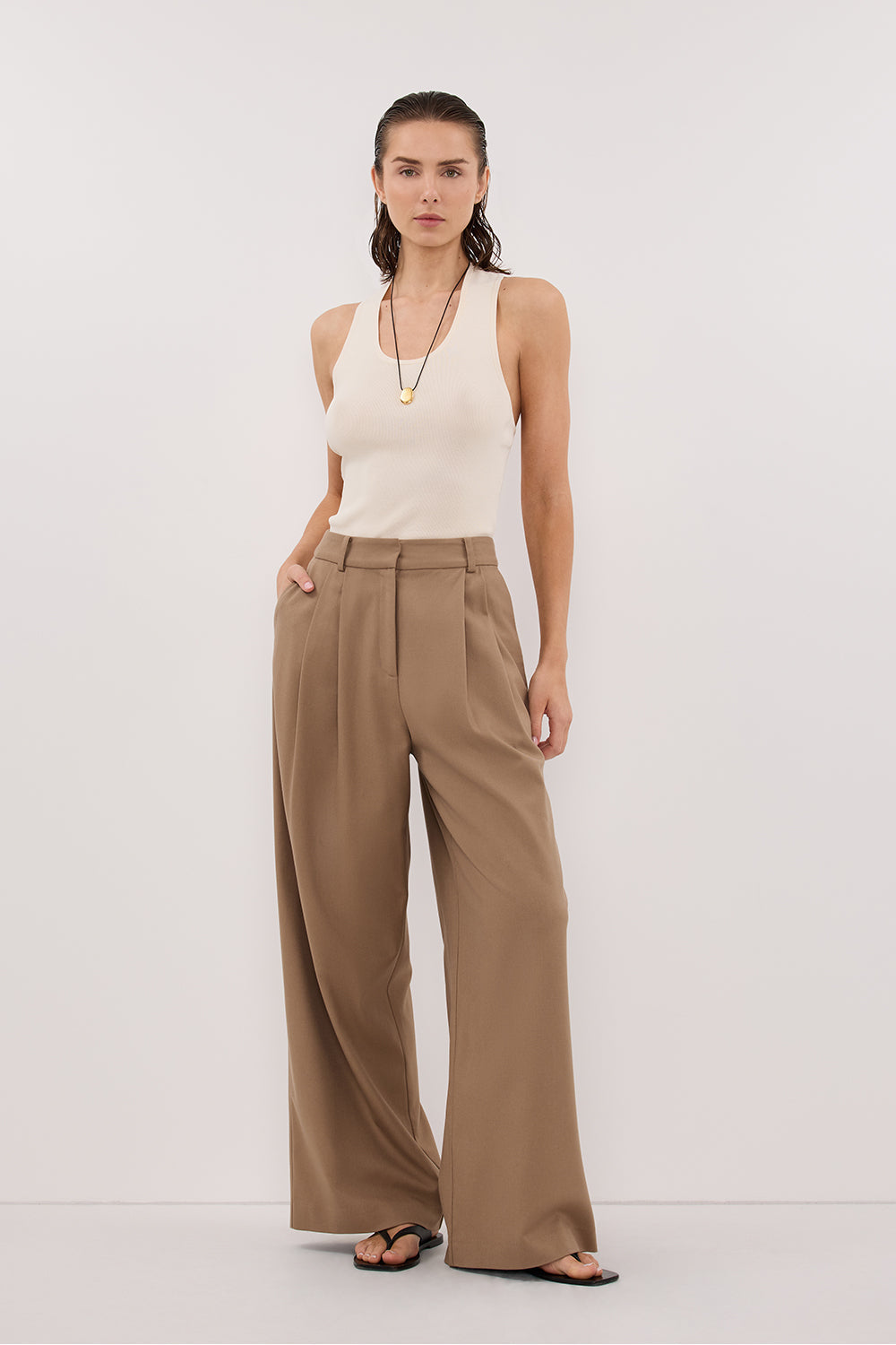 DEVIN CREAM RACER KNIT TANK