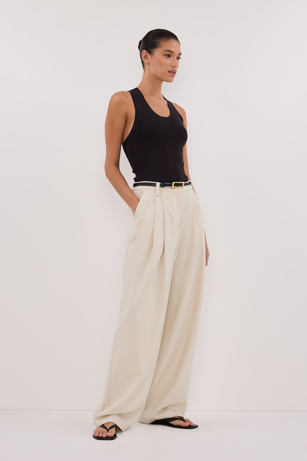 DEVIN WASHED BLACK RACER KNIT TANK