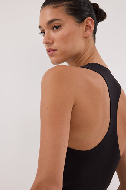 DEVIN WASHED BLACK RACER KNIT TANK