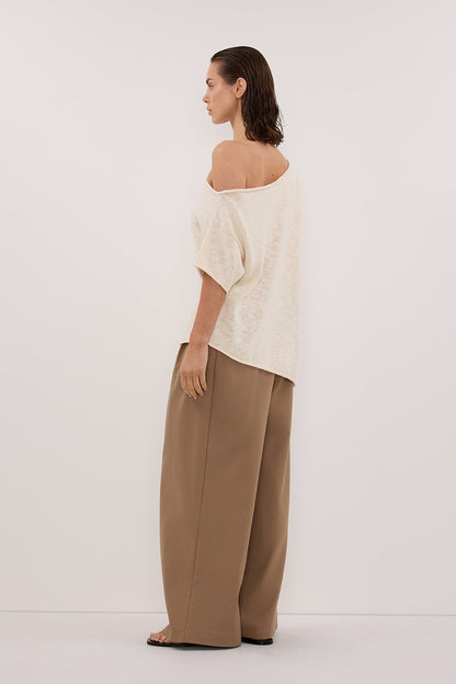RICK CREAM ASYM KNIT TOP