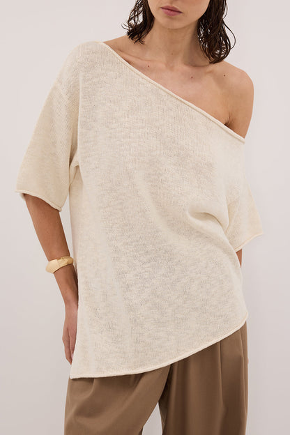 RICK CREAM ASYM KNIT TOP