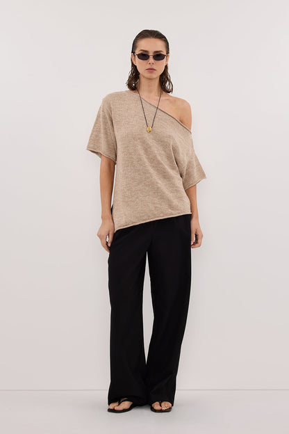 RICK NATURAL ASYM KNIT TOP